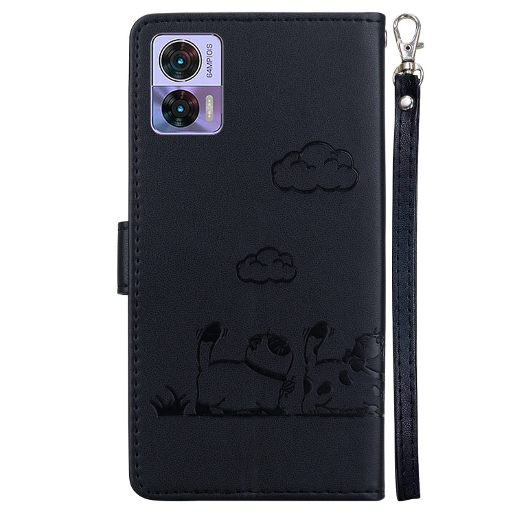 For Motorola Edge 30 Neo / 30 Lite Cute Cats RFID Leather Phone Case