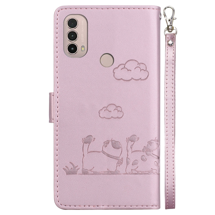 For Motorola Moto E40 / E30 / E20 Cute Cats RFID Leather Phone Case