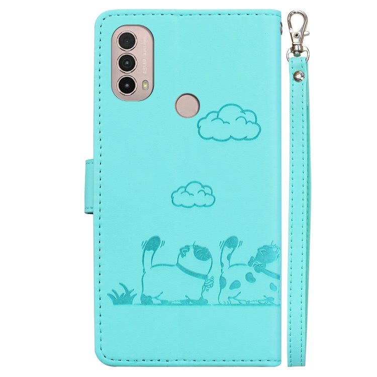 For Motorola Moto E40 / E30 / E20 Cute Cats RFID Leather Phone Case