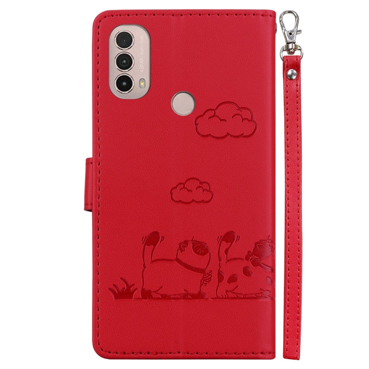 For Motorola Moto E40 / E30 / E20 Cute Cats RFID Leather Phone Case