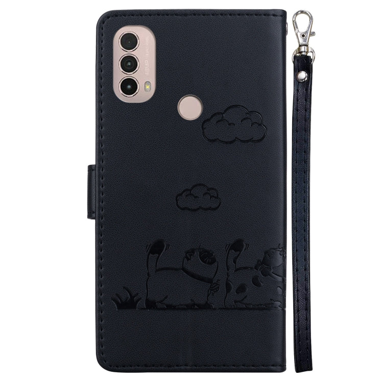 For Motorola Moto E40 / E30 / E20 Cute Cats RFID Leather Phone Case