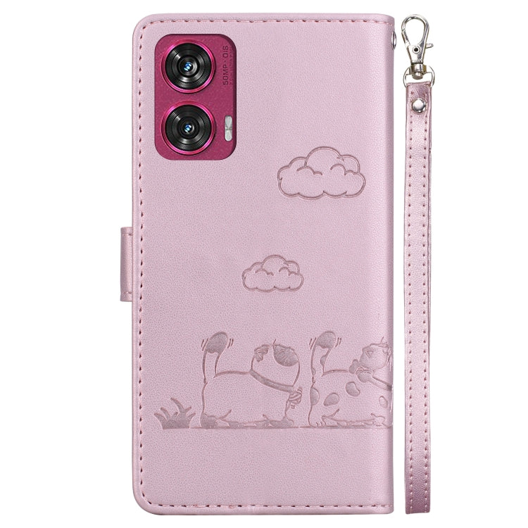 For Motorola Edge 50 Fusion Cute Cats RFID Leather Phone Case