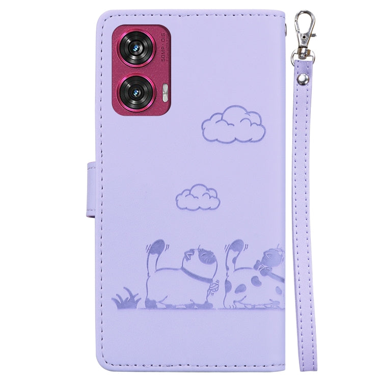 For Motorola Edge 50 Fusion Cute Cats RFID Leather Phone Case
