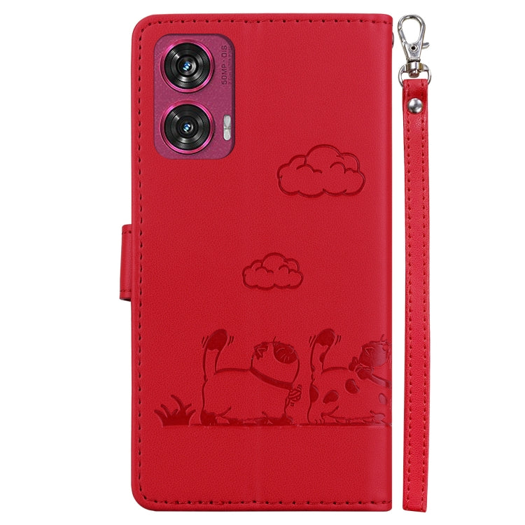 For Motorola Edge 50 Fusion Cute Cats RFID Leather Phone Case