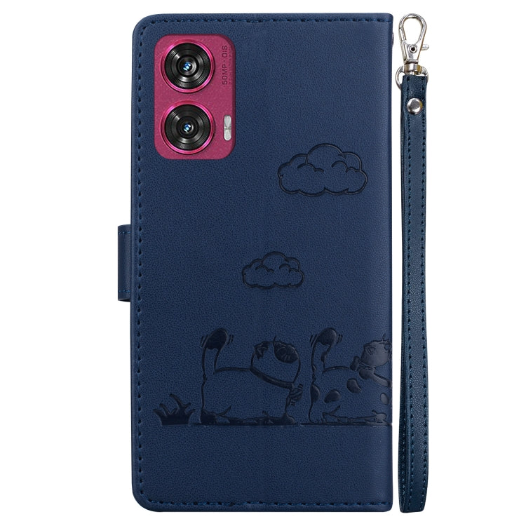 For Motorola Edge 50 Fusion Cute Cats RFID Leather Phone Case