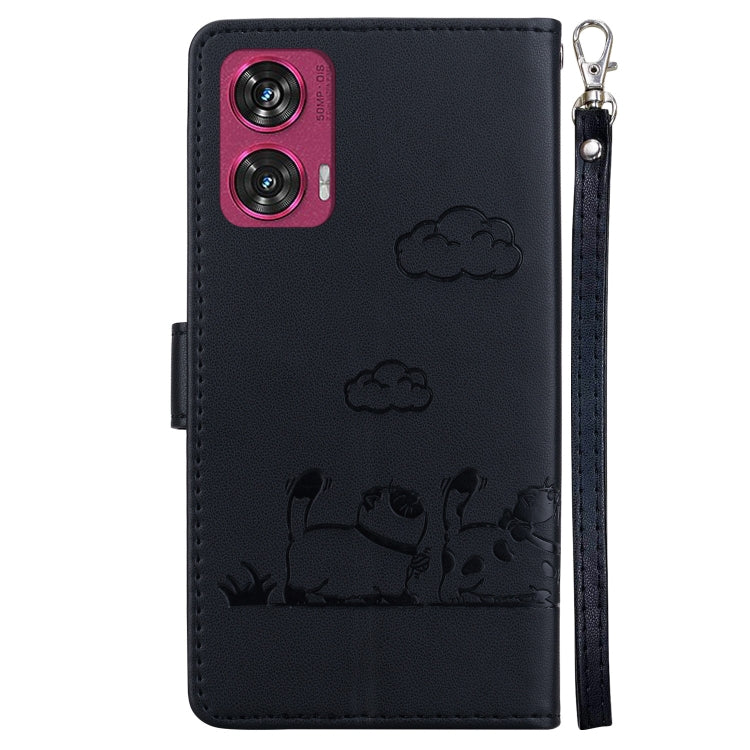 For Motorola Edge 50 Fusion Cute Cats RFID Leather Phone Case