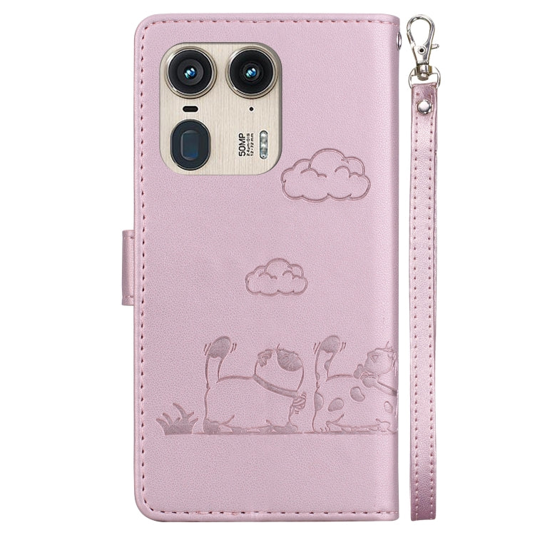 For Motorola Edge 50 Ultra Cute Cats RFID Leather Phone Case