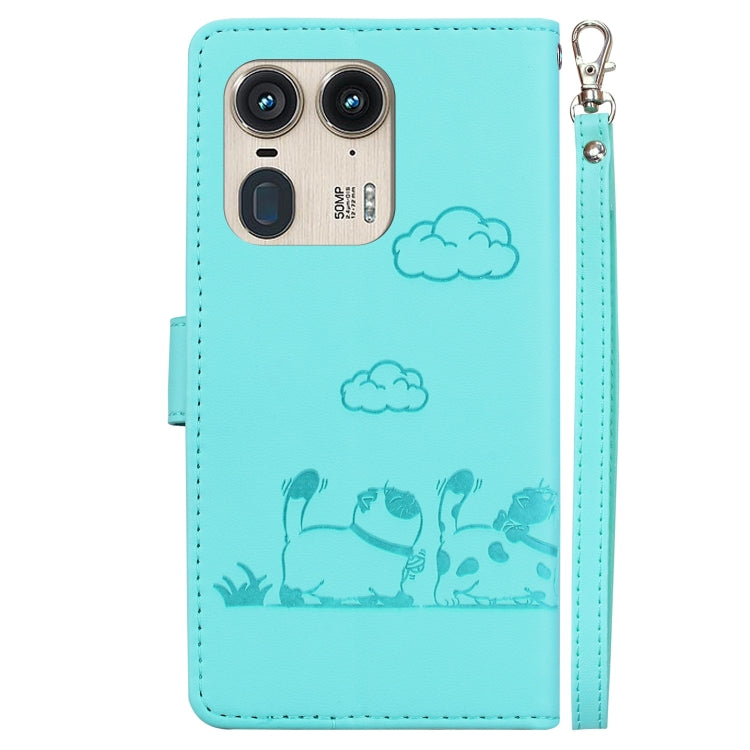 For Motorola Edge 50 Ultra Cute Cats RFID Leather Phone Case