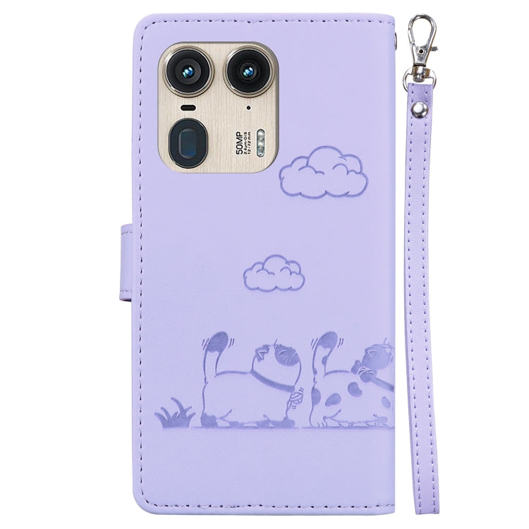 For Motorola Edge 50 Ultra Cute Cats RFID Leather Phone Case