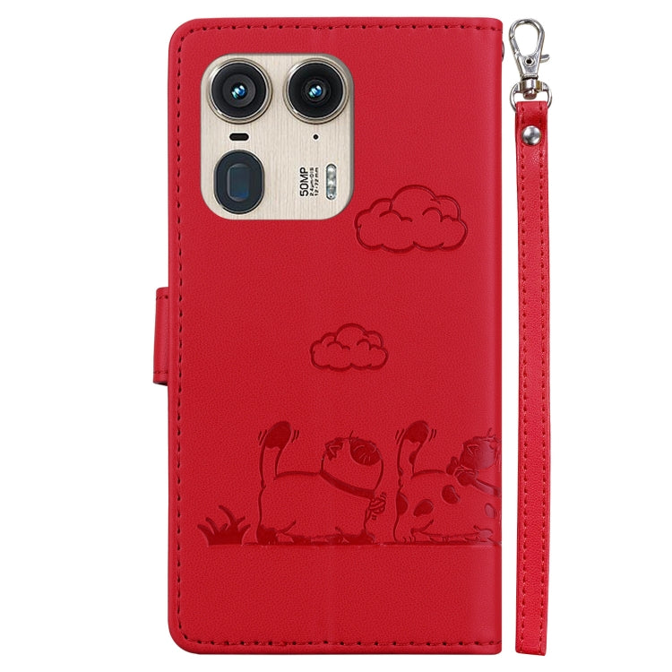 For Motorola Edge 50 Ultra Cute Cats RFID Leather Phone Case