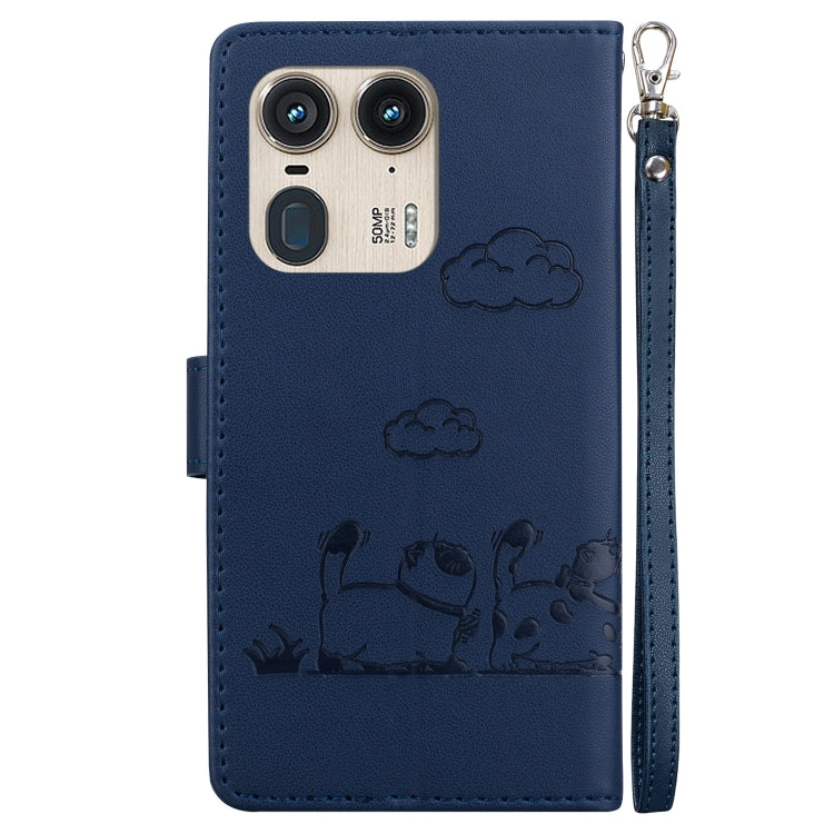 For Motorola Edge 50 Ultra Cute Cats RFID Leather Phone Case