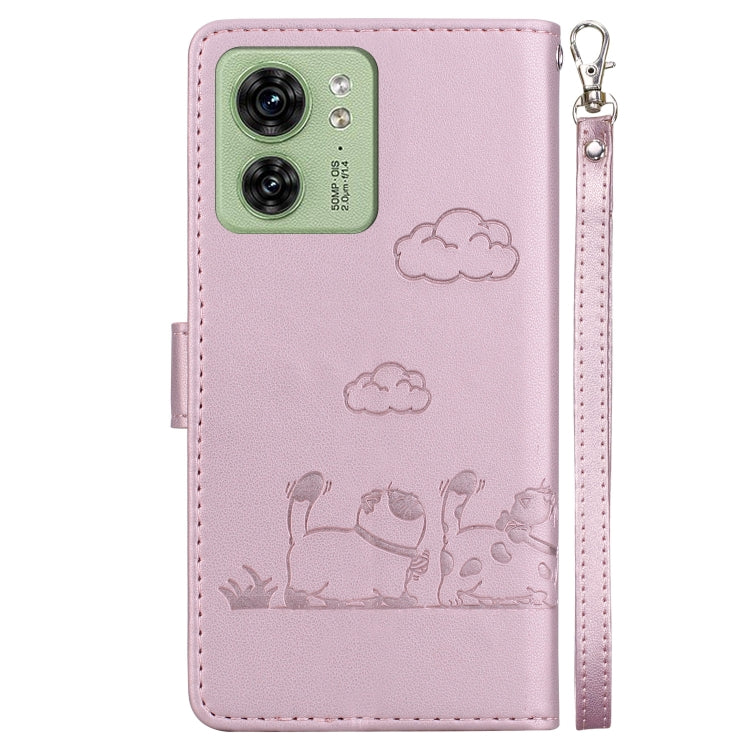 For Motorola Edge 40 Cute Cats RFID Leather Phone Case