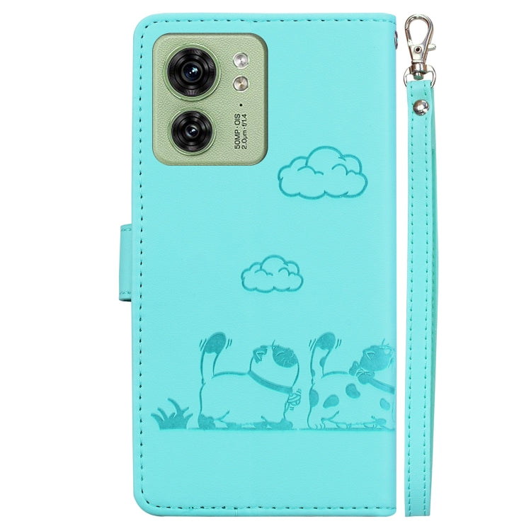 For Motorola Edge 40 Cute Cats RFID Leather Phone Case