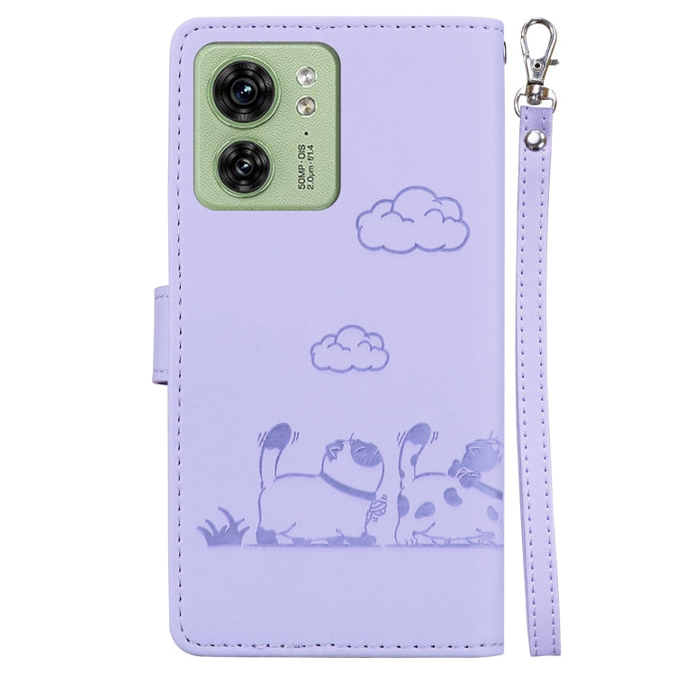 For Motorola Edge 40 Cute Cats RFID Leather Phone Case
