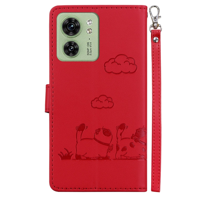 For Motorola Edge 40 Cute Cats RFID Leather Phone Case