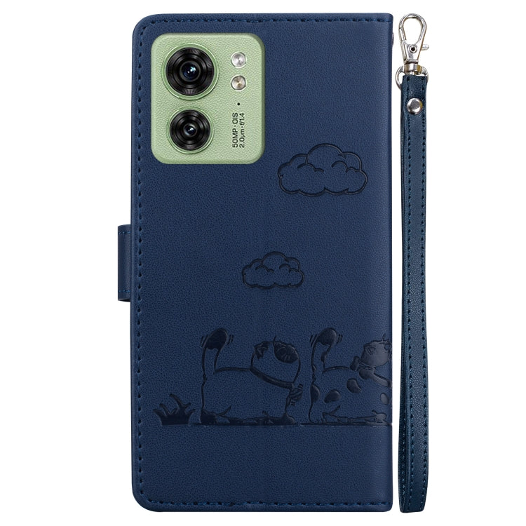 For Motorola Edge 40 Cute Cats RFID Leather Phone Case