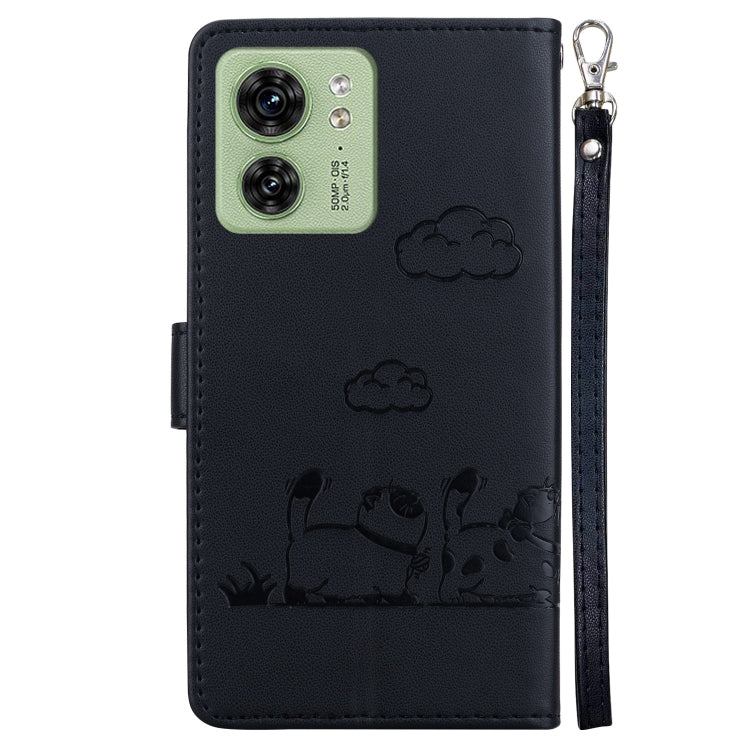 For Motorola Edge 40 Cute Cats RFID Leather Phone Case