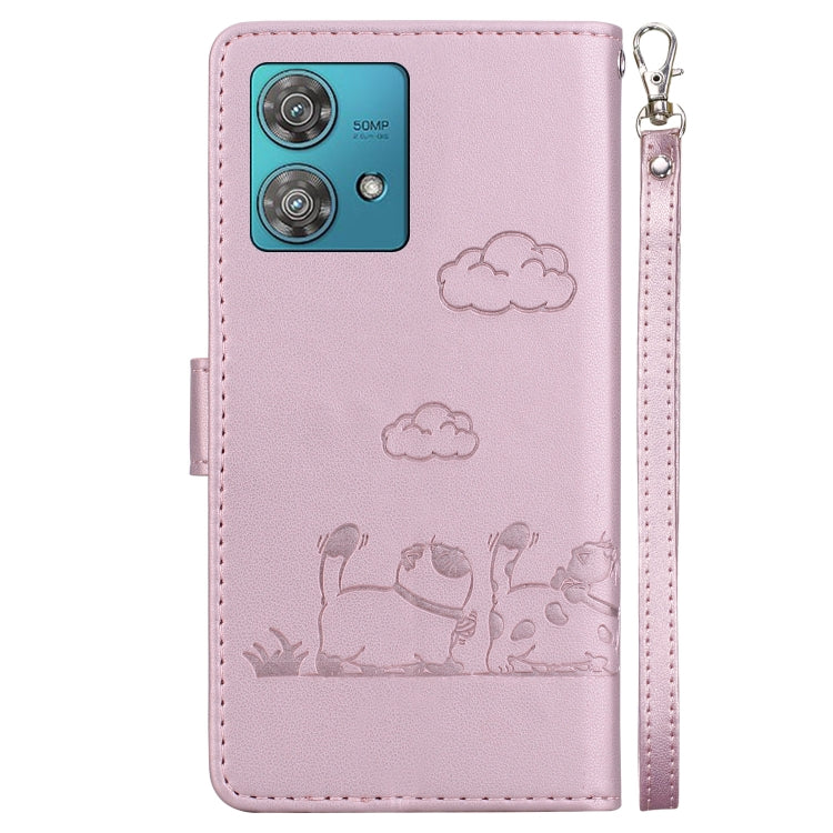 For Motorola Edge 40 Neo Cute Cats RFID Leather Phone Case