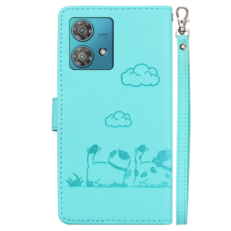 For Motorola Edge 40 Neo Cute Cats RFID Leather Phone Case