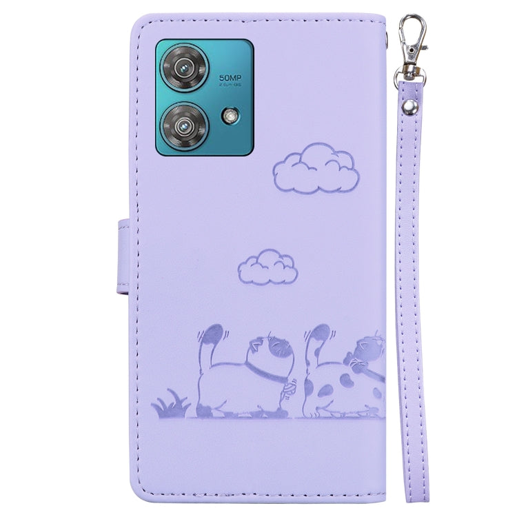 For Motorola Edge 40 Neo Cute Cats RFID Leather Phone Case