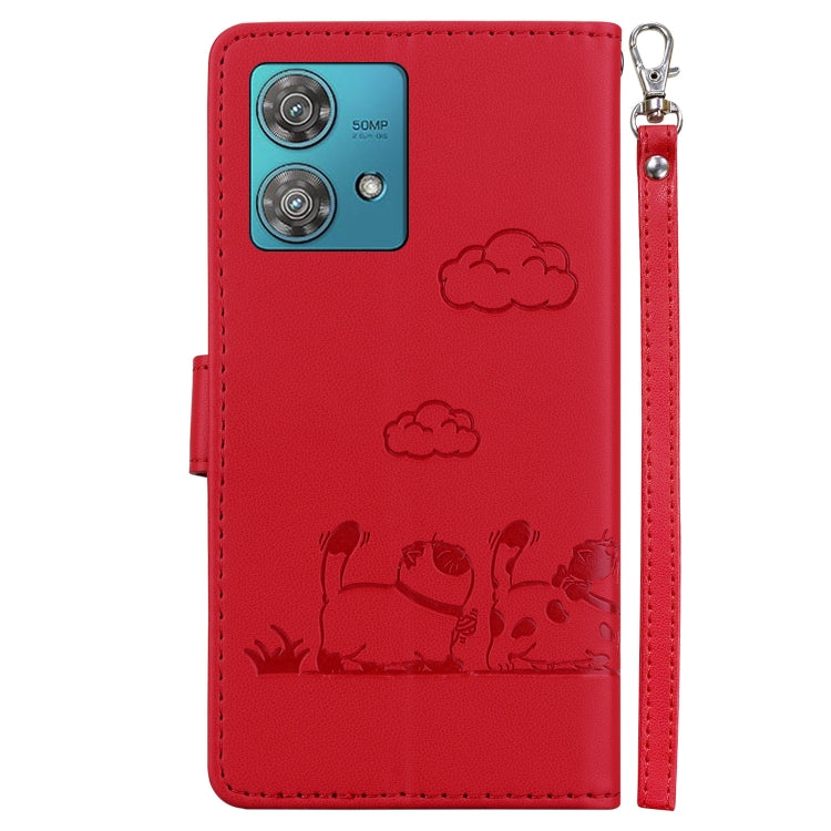 For Motorola Edge 40 Neo Cute Cats RFID Leather Phone Case