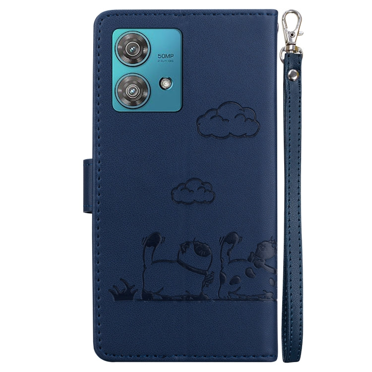 For Motorola Edge 40 Neo Cute Cats RFID Leather Phone Case
