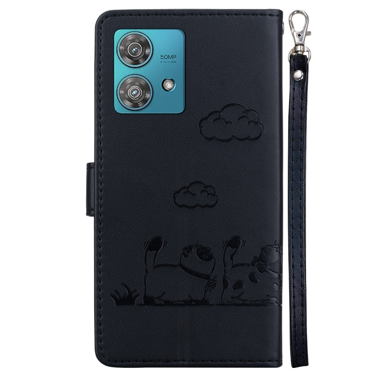 For Motorola Edge 40 Neo Cute Cats RFID Leather Phone Case