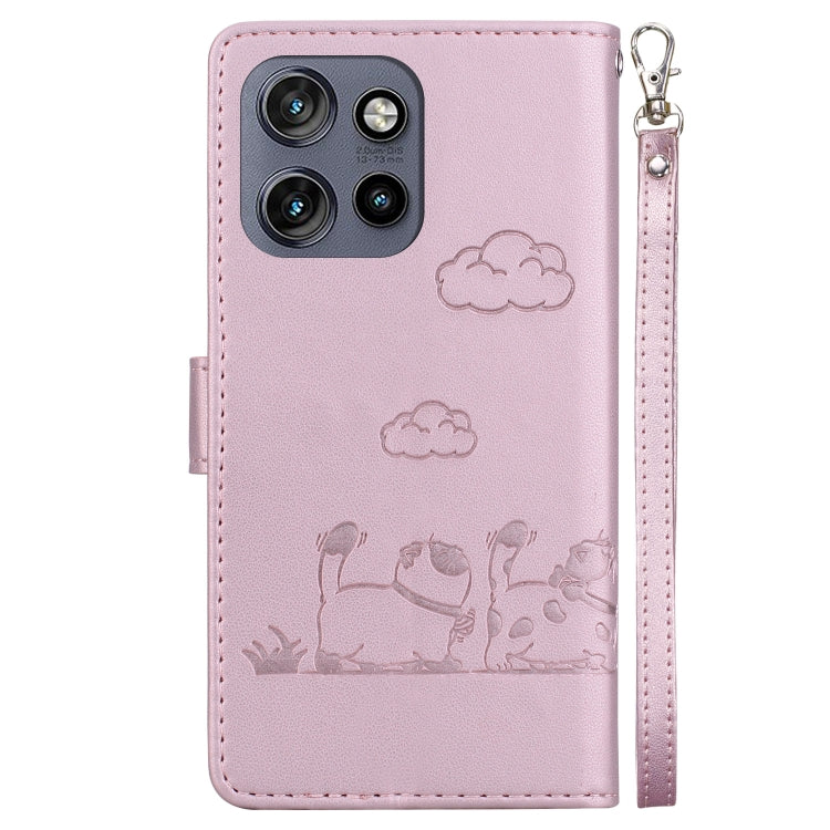 For Motorola Edge 50 Neo 5G Overseas Cute Cats RFID Leather Phone Case