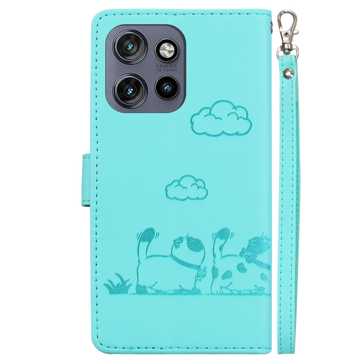 For Motorola Edge 50 Neo 5G Overseas Cute Cats RFID Leather Phone Case