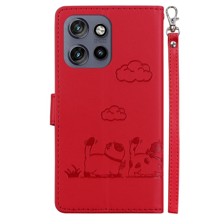 For Motorola Edge 50 Neo 5G Overseas Cute Cats RFID Leather Phone Case