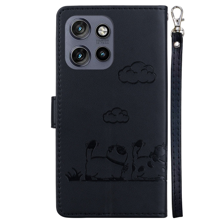 For Motorola Edge 50 Neo 5G Overseas Cute Cats RFID Leather Phone Case