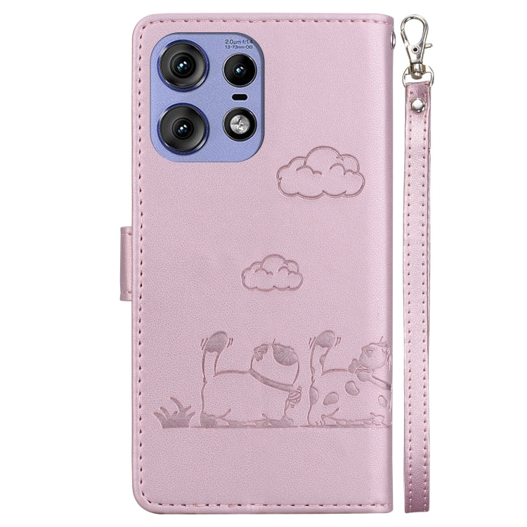 For Motorola Edge 50 Pro Cute Cats RFID Leather Phone Case