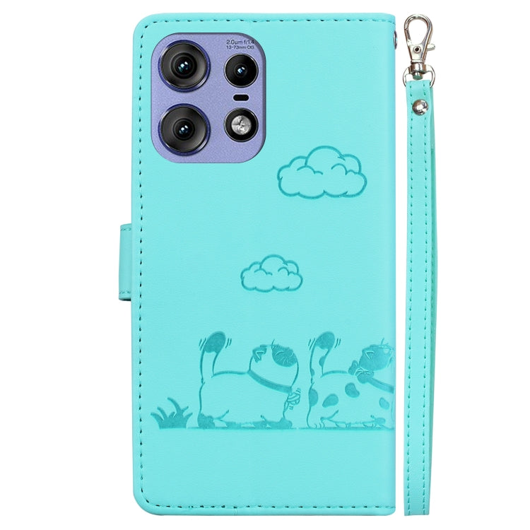For Motorola Edge 50 Pro Cute Cats RFID Leather Phone Case