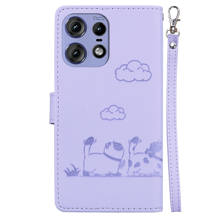 For Motorola Edge 50 Pro Cute Cats RFID Leather Phone Case