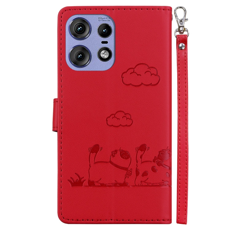 For Motorola Edge 50 Pro Cute Cats RFID Leather Phone Case