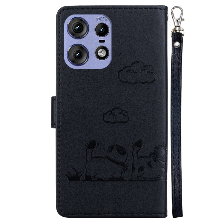 For Motorola Edge 50 Pro Cute Cats RFID Leather Phone Case