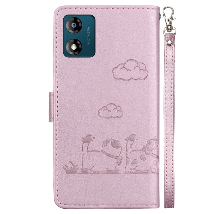 For Motorola Moto E13 Cute Cats RFID Leather Phone Case