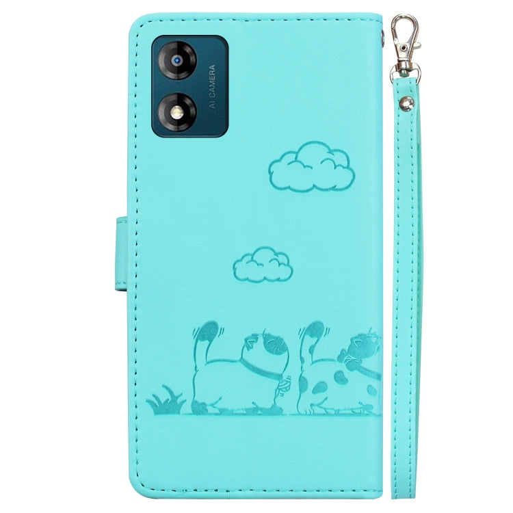 For Motorola Moto E13 Cute Cats RFID Leather Phone Case