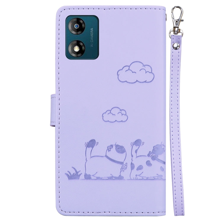 For Motorola Moto E13 Cute Cats RFID Leather Phone Case