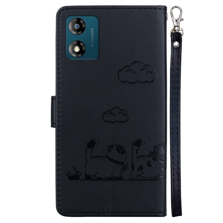 For Motorola Moto E13 Cute Cats RFID Leather Phone Case