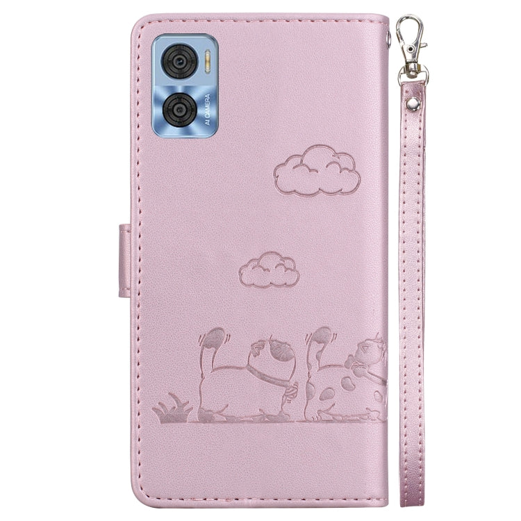 For Motorola Moto E22 / E22i Cute Cats RFID Leather Phone Case