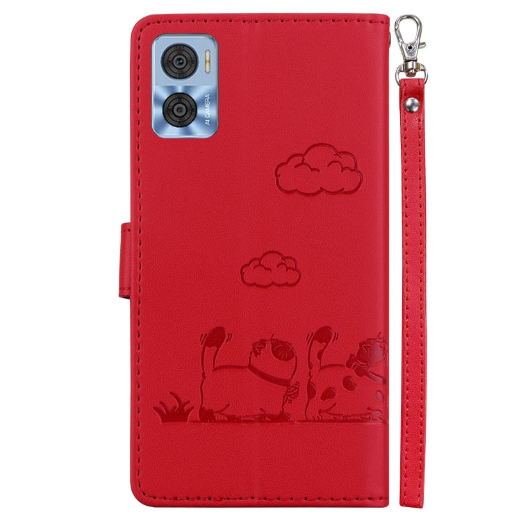 For Motorola Moto E22 / E22i Cute Cats RFID Leather Phone Case