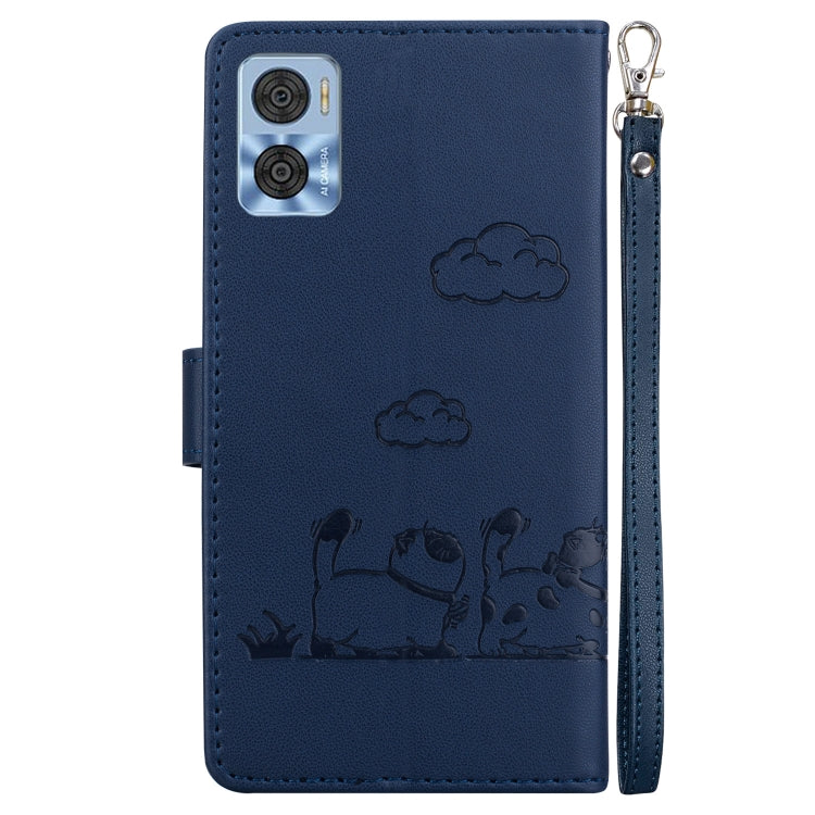 For Motorola Moto E22 / E22i Cute Cats RFID Leather Phone Case