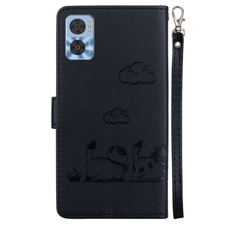 For Motorola Moto E22 / E22i Cute Cats RFID Leather Phone Case