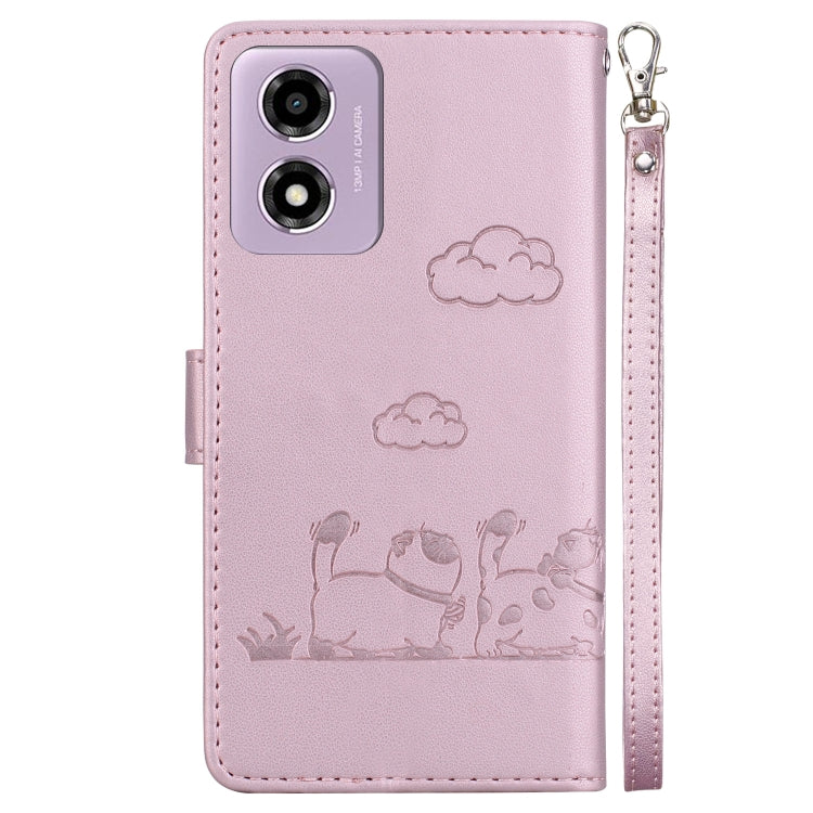For Motorola Moto G04s / E14 Cute Cats RFID Leather Phone Case