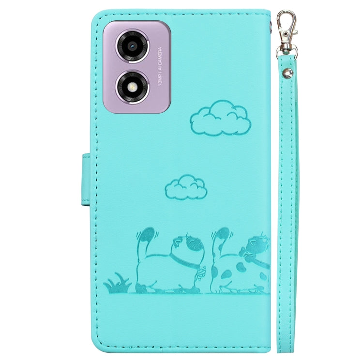 For Motorola Moto G04s / E14 Cute Cats RFID Leather Phone Case