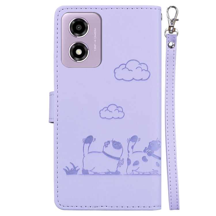For Motorola Moto G04s / E14 Cute Cats RFID Leather Phone Case