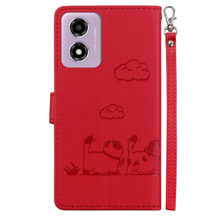 For Motorola Moto G04s / E14 Cute Cats RFID Leather Phone Case