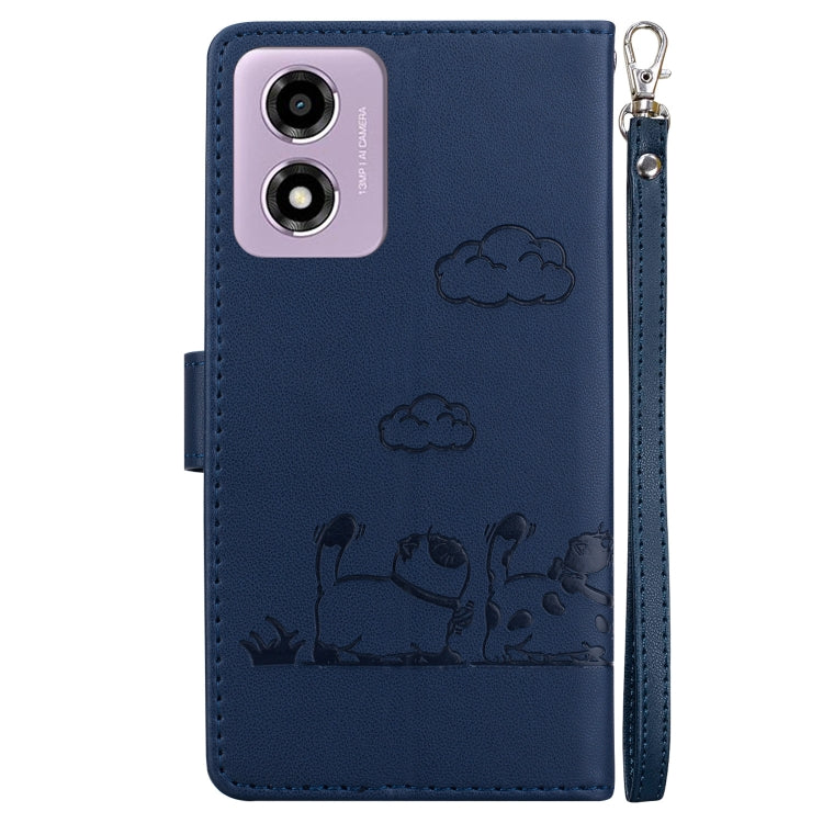 For Motorola Moto G04s / E14 Cute Cats RFID Leather Phone Case