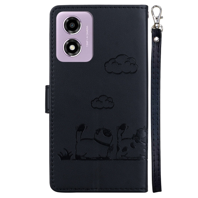 For Motorola Moto G04s / E14 Cute Cats RFID Leather Phone Case
